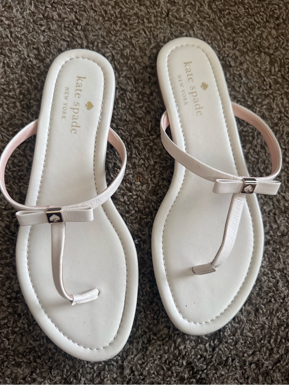 kate spade white bow thong sandals